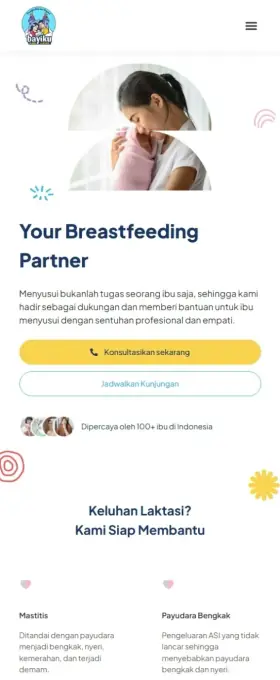Website Klinik Laktasi Bayiku di HP