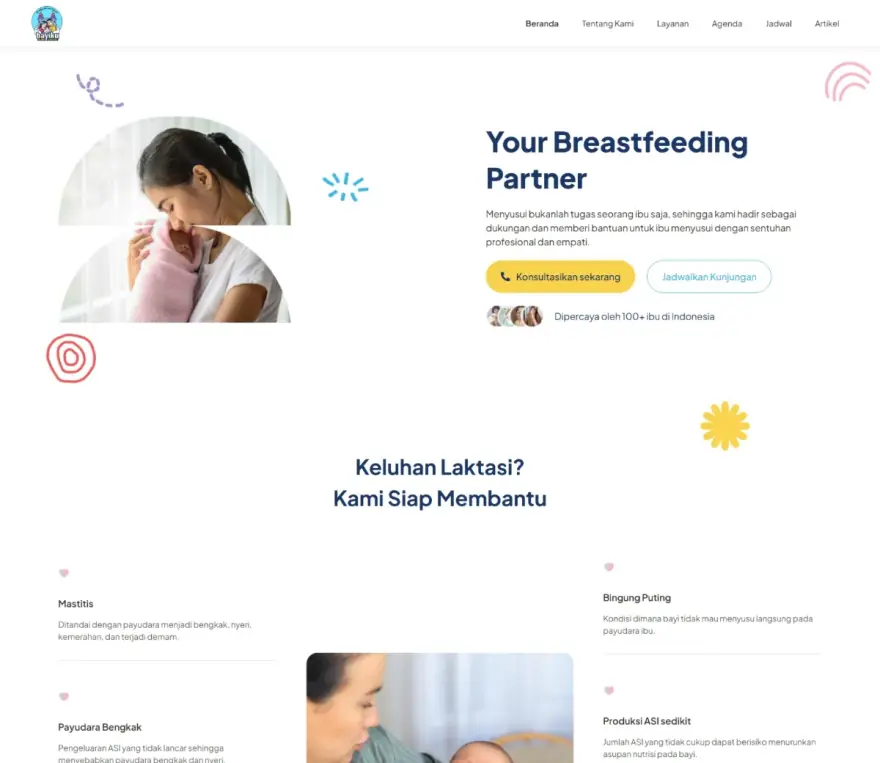 Website Klinik Laktasi Bayiku, Jogja buatan Seenau Digital