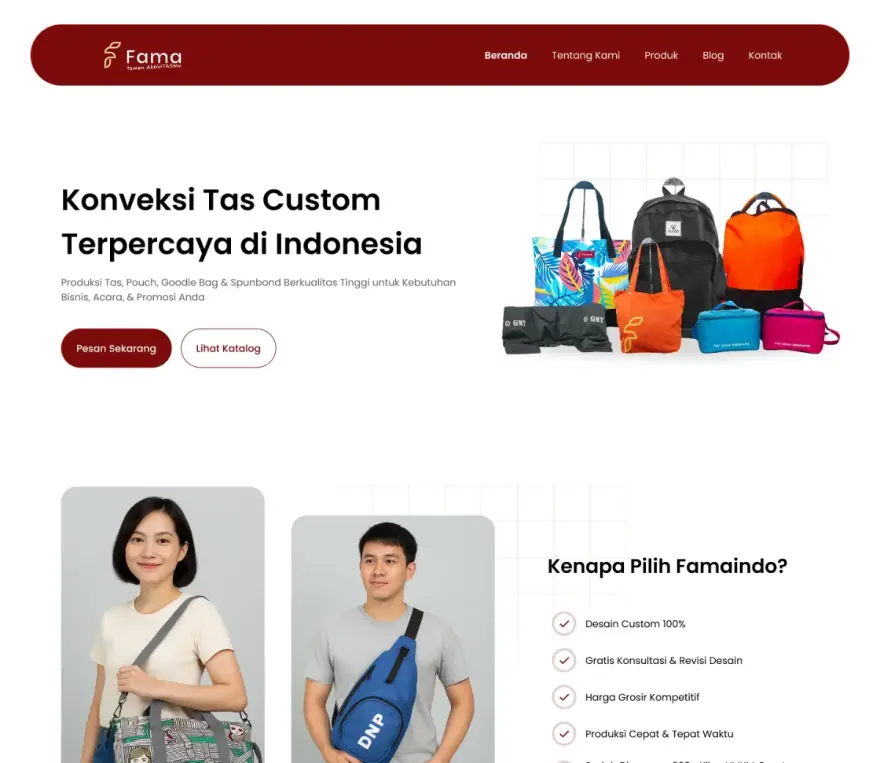 Website Fama Indo buatan Seenau Digital